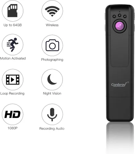 Vista 2 de Cámara inalámbrica Wifi de 1080P HD para niñera con visión nocturna, grabadora de cámara corporal portátil con transmisión en vivo en tiempo real