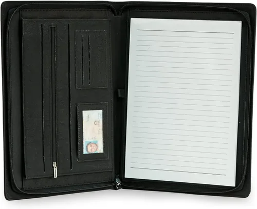 Vista 2 de Bey-Berk U.S. Army Seal - Portafolio con cremallera (negro), organizador de cartera tamaño carta con sello del ejército de los Estados Unidos y bloc