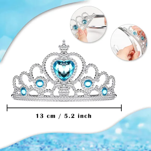 Vista 2 de FUMY Juego de accesorios de princesa Elsa para niñas con disfraz de princesa, guantes, collar, aretes, pulsera y anillo de regalo