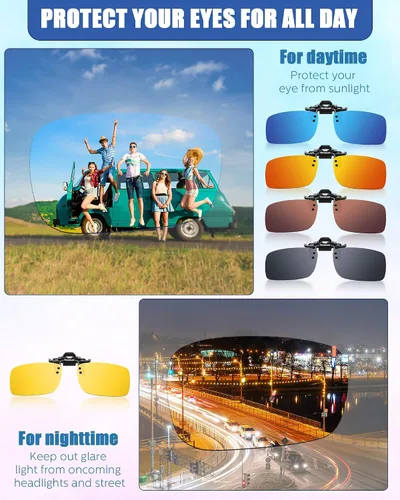 Vista 4 de 5 pares de gafas de sol polarizadas con clip sin borde gafas de conducción antirreflejos
