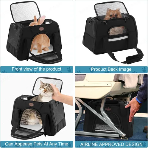 Vista 5 de Transportador de gatos para perros medianos y pequeños, perros y cachorros de hasta 15 libras, aprobado por la aerolínea TSA, transportador