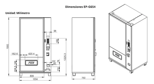 Vista 5 de Máquina expendedora grande de refrigerios EPEX con control de temperatura estratificado, negra EP-G654