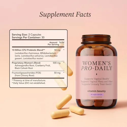 Vista 2 de Vitamin Bounty Pro-50 Probiotics and Women's Probiotic & Prebiotic Bundle - BV Defense & pH Balance, 13 cepas probióticas, salud intestinal, salud