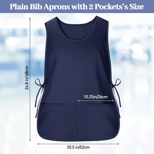 Vista 2 de Suhine 15 Pcs Cobbler Apron Smock Apron with 2 Deep Pockets and Side Ties Unisex Apron for work kitchen