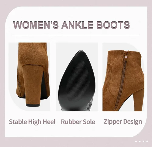 Vista 4 de Vepose Botas de tobillo 9633 para mujer, botas de tacón alto de aguja de moda, botas de vestir con punta de punta
