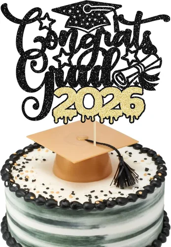 Vista 8 de Paquete de 24 adornos para cupcakes de clase 2026 con purpurina 2026 Felicidades Graduación Diploma Done Cupcake Picks 2026 Graduación Temática