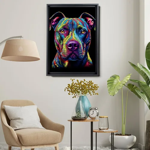 Vista 5 de Dynamic Pitbull, Vibrant Dog Wall Art - Canvas Gallery Wrap, Ready to Hang - Watercolor and Acrylic Masterpiece by Renowned Artist