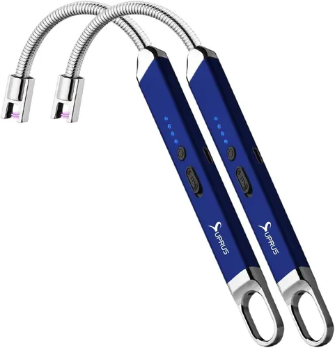 Vista 13 de SUPRUS Encendedor USB recargable de arco eléctrico con interruptor de seguridad, cuello flexible de 360°, parrilla sin llama, encendedores largos