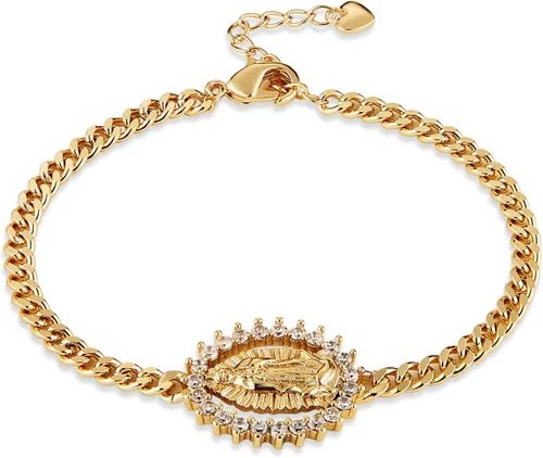 Vista 9 de HZMAN Pulsera de cruz con cuentas de rosario virgen de Guadalupe ajustable para mujer, regalo de joyería Cruz de Jesús y María