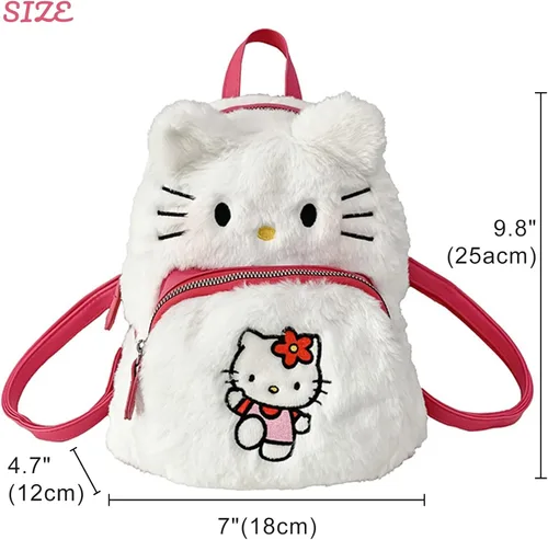 Vista 4 de Ohjijinn Kawaii Backpack Cute Plush Bag, Anime Backpack Cartoon Schoolbag, Plush Backpack Mini Backpacks for Girls (White)