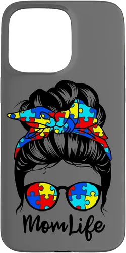 Vista 31 de Mom Life Messy Bun Hair Autism Funny Autism Case for iPhone 17