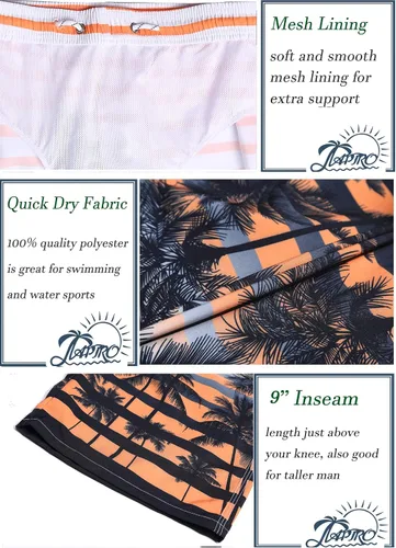 Vista 5 de APTRO - Traje de baño para hombre de secado rápido 9pulgadas pantalones cortos con forro de malla y bolsillos para hombres grandes y altos
