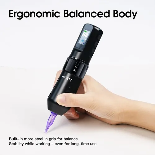 Vista 8 de Mast Tattoo Flip4 Pro - Kit de máquina de tatuaje inalámbrica Pistola de Negro