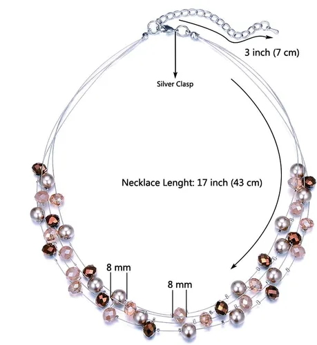 Vista 3 de Bulinlin Gargantilla en capas de perlas de río - Collar de joyería de moda para mujer