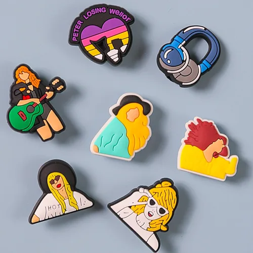 Vista 6 de BesMaker 30 dijes para zapatos de música cantante TS para zapatos y pulseras, pulseras para regalos de fiesta, Cloruro de polivinilo, No es una