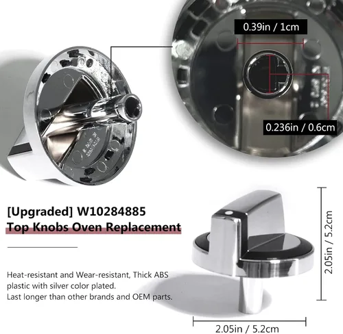 Vista 2 de W10284885 Perilla de estufa de control de gas Asamblea compatible con Whirlpool Range Accesorios de quemador de horno, pieza de repuesto WPW10284885
