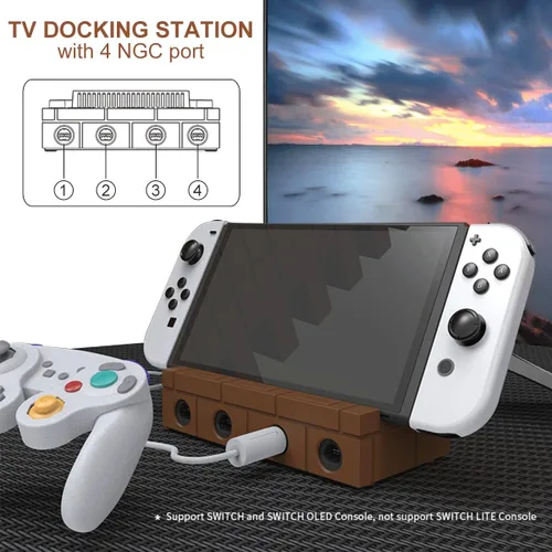 Vista 3 de ADHJIE Switch Dock & Gamecube Adapter para Nintendo SwitchOLEDGamecube Controller AdapterWII U & PC & TV, con 4K HDMIUSB 3.0 puertosUSB C puerto