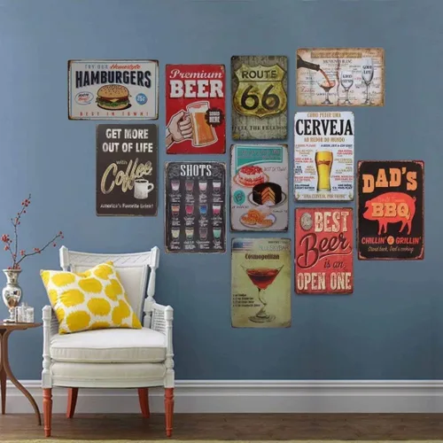Vista 3 de Cartel de hojalata divertido ES Mi Casa ES Su Casa Welcome Home Sweet Love Pub novedoso Coffee Bar Club Wall Poster Yard Garden Farm Man Cave Bar