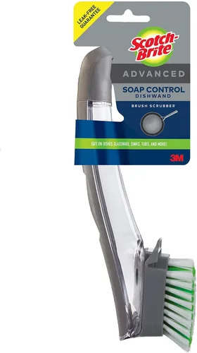 Vista 2 de Scotch-Brite avanzado - Mango de control de jabón con cepillo, fácil de usar, antimicrobiano, duradero y reutilizable; y mango de control de jabón