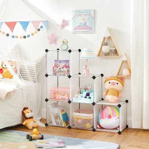 Vista 4 de SONGMICS Paquete de organizador de almacenamiento en cubos con zapatero, gabinete de plástico personalizable, unidad de almacenamiento modular