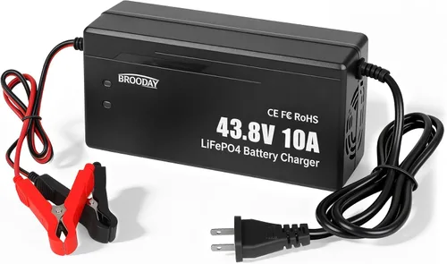 Vista 14 de Cargador de batería LiFePO4 de 14.6V 10A para baterías de fosfato de hierro y litio de 12 V, carga rápida, alta eficiencia, indicador LED, diseño