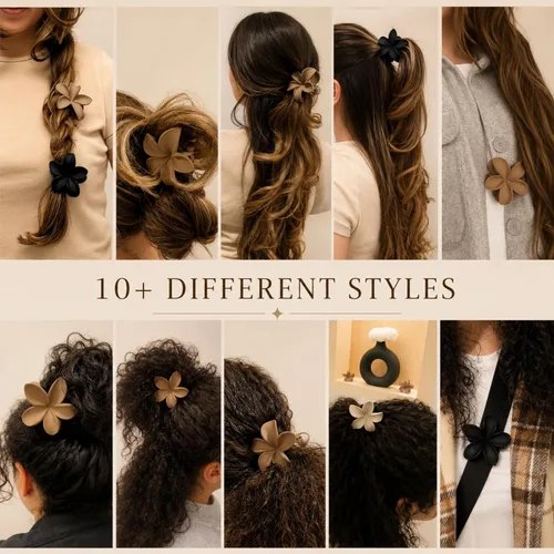 Vista 4 de Clips de cabello con flores para mujeres y niñas, cabello grueso a fino, clips de garra medianos bonitos, accesorios decorativos para el cabello