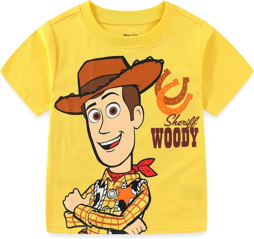 Vista 4 de Disney Toy Story Woody, Buzz and Rex - Camiseta de manga corta para niños, paquete de 4 unidades para niños pequeños