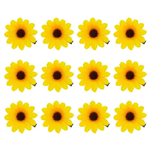 Vista 10 de Framendino, Paquete de 12 pinzas de flores con clip de margarita azul, pequeñas horquillas de girasol, accesorios de novia para mujeres y niñas