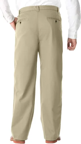 Vista 2 de KingSize Pantalón alto sin arrugas doble plisado con cintura elástica lateral para hombre