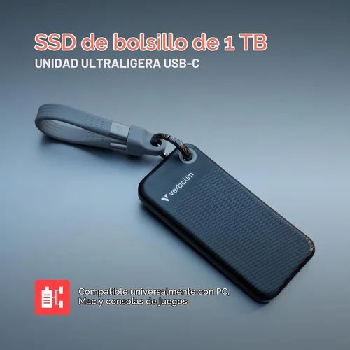 Vista 2 de Verbatim Pocket 512GB SSD externo USB 3.2 Gen 2 Hasta 1000MB/s