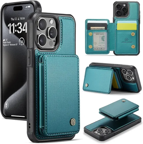 Vista 58 de Dteck Funda para iPhone 16 de 6.1 pulgadas 2024, funda de piel sintética con cierre de botón magnético, ranuras para tarjetas de crédito, función