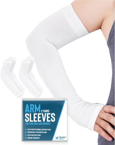Vista 8 de Doctor's Select Protectores de brazo para piel fina y moretones para mujeres y hombres, 2 pares de protección solar UPF 50 y enfriamiento