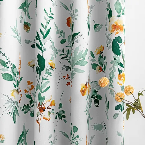 Vista 4 de MYSKY HOME Cortinas florales para puerta francesa de 40 pulgadas de largo, juego de 2 cortinas opacas de privacidad con bolsillo para barra A-verde