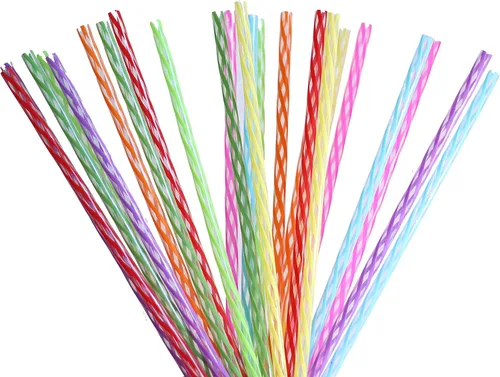 Vista 8 de Paquete de 24 popotes reutilizables, bastón de caramelo, pajitas de plástico reutilizables, sin BPA, aptas para lavavajillas, multicolor, repuesto