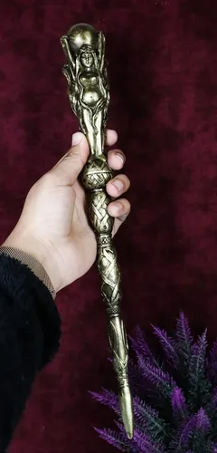 Vista 9 de Ebros Oculto Wicca Triple Diosa Madre Doncella Crone en la Luna Sagrada Varita Cosplay Varitas Decorativas Magia Hechizos Hechizos Hechizos Brujería