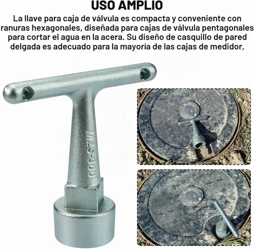Vista 5 de Llave de medidor de agua para enchufe de pentágono, llave de parada