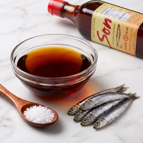 Vista 4 de Salsa de pescado Son │ Salsa de pescado artesanal vietnamita premium desde 1951 Salsa de anchoa de un año de edad │Botella de 17.0 oz │100%