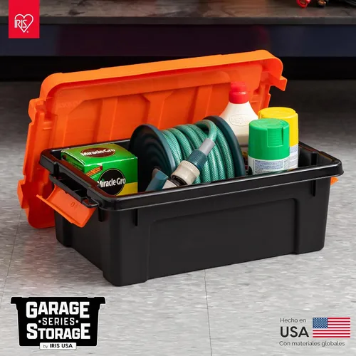 Vista 3 de IRIS USA - Contenedores de almacenamiento con tapas, 12 galones resistentes, paquete de 2 Made in USA with lockable latches for garage