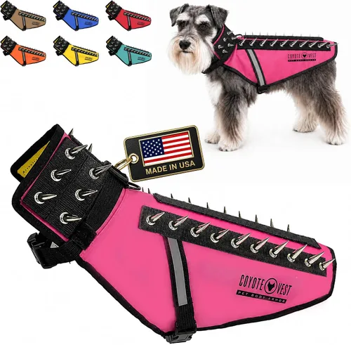 Vista 17 de CoyoteVest Chaleco Protector de Arnés para Perro, Accesorios Reflectantes para Perro con Picos para Proteger a tu Mascota de Ataques de Rapaces