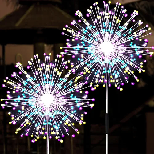 Vista 13 de JJGoo Luces solares para exteriores, fuegos artificiales, paquete de 2, 120 luces LED solares impermeables para exteriores, jardín, patio, valla