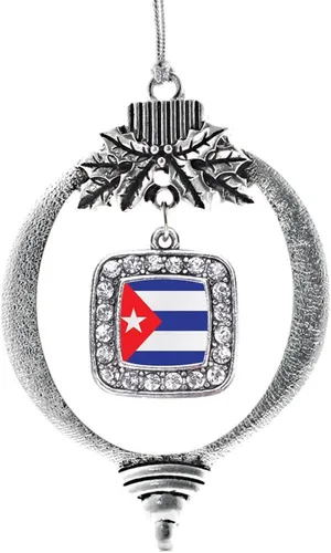Vista 45 de Inspired Silver - Nana púrpura - Adorno de Navidad plateado - Adorno cuadrado para árbol de Navidad con circonita cúbica - Decoración colgante