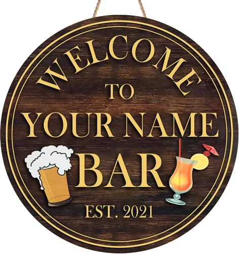 Vista 11 de Artsy Woodsy Placa de madera personalizada para bar pub (no tallada) Accesorios de decoración de pared y puerta, letrero rústico de bar, letrero