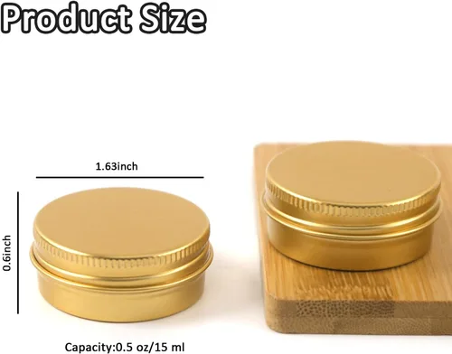Vista 2 de 30 unidades de latas de aluminio de 0.5 oz envases vacíos de bálsamo Dorado