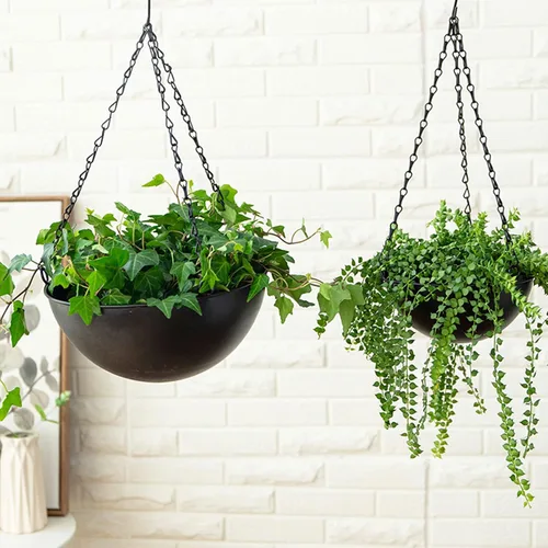 Vista 6 de Cestas colgantes de metal para plantas, macetas de jardín, macetas de jardín, cesta colgante para plantas, macetas colgantes para plantas