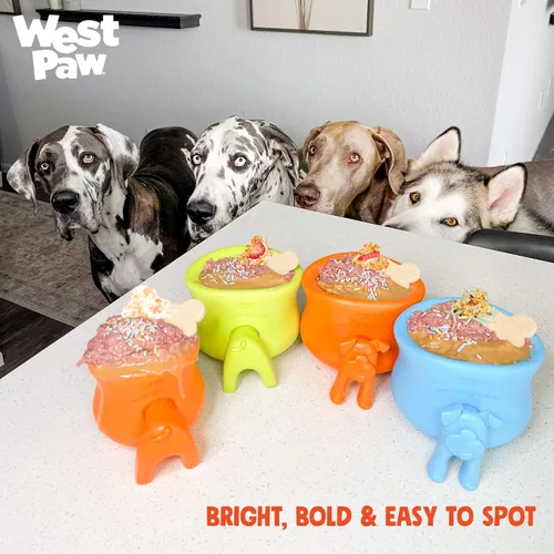 Vista 5 de WEST PAW Toppl Stopper - Paquete de 2 tapones en azul aguamarina, diseñado para el enriquecimiento de perros, accesorio que se adapta a todos