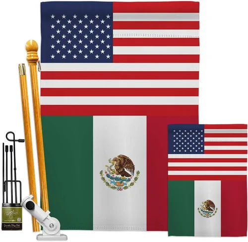 Vista 6 de Juego de banderas de la amistad de Estados Unidos de Nacionalidad México US Amistad Garden House Set de bandera regional internacional del mundo