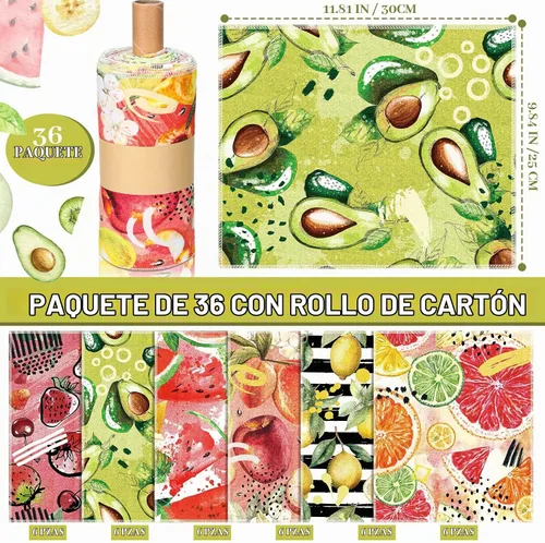 Vista 5 de Juego de 36 paños de cocina reutilizables de frutas, toallas de algodón lavables para el hogar (color fresco)