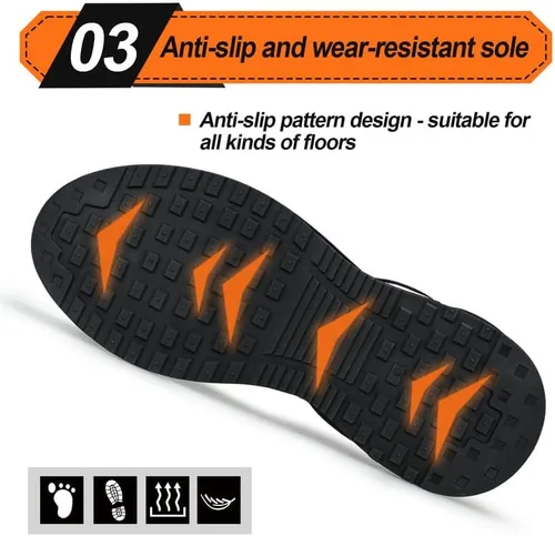 Vista 4 de Zapatos deportivos con punta de acero para hombre, zapatos ligeros para hombre, zapatos de trabajo cómodos, zapatos de seguridad con amortiguación