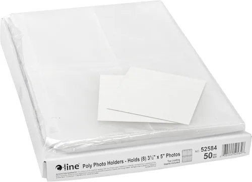Vista 4 de C-Line Páginas de almacenamiento de fotos para carpetas de anillos para fotos de 3.5 x 5 pulgadas, carga superior, 8 fotos/página, 50 páginas por
