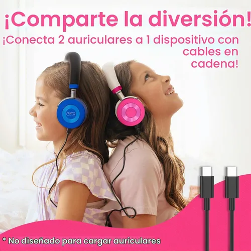 Vista 4 de Puro Sound Labs JuniorJam Plus - Audífonos Bluetooth inalámbricos con limitación de volumen para niños, audio seguro con diseño ajustable